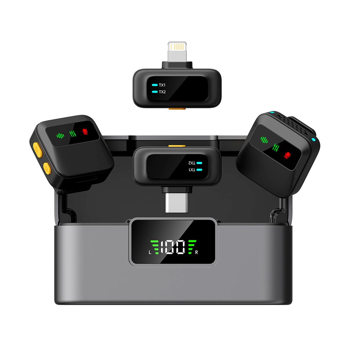 Q19 Wireless Lavalier Noise Reduction Microphone with Monitoring Function, Type:Dual Interface - Shopkiz.com