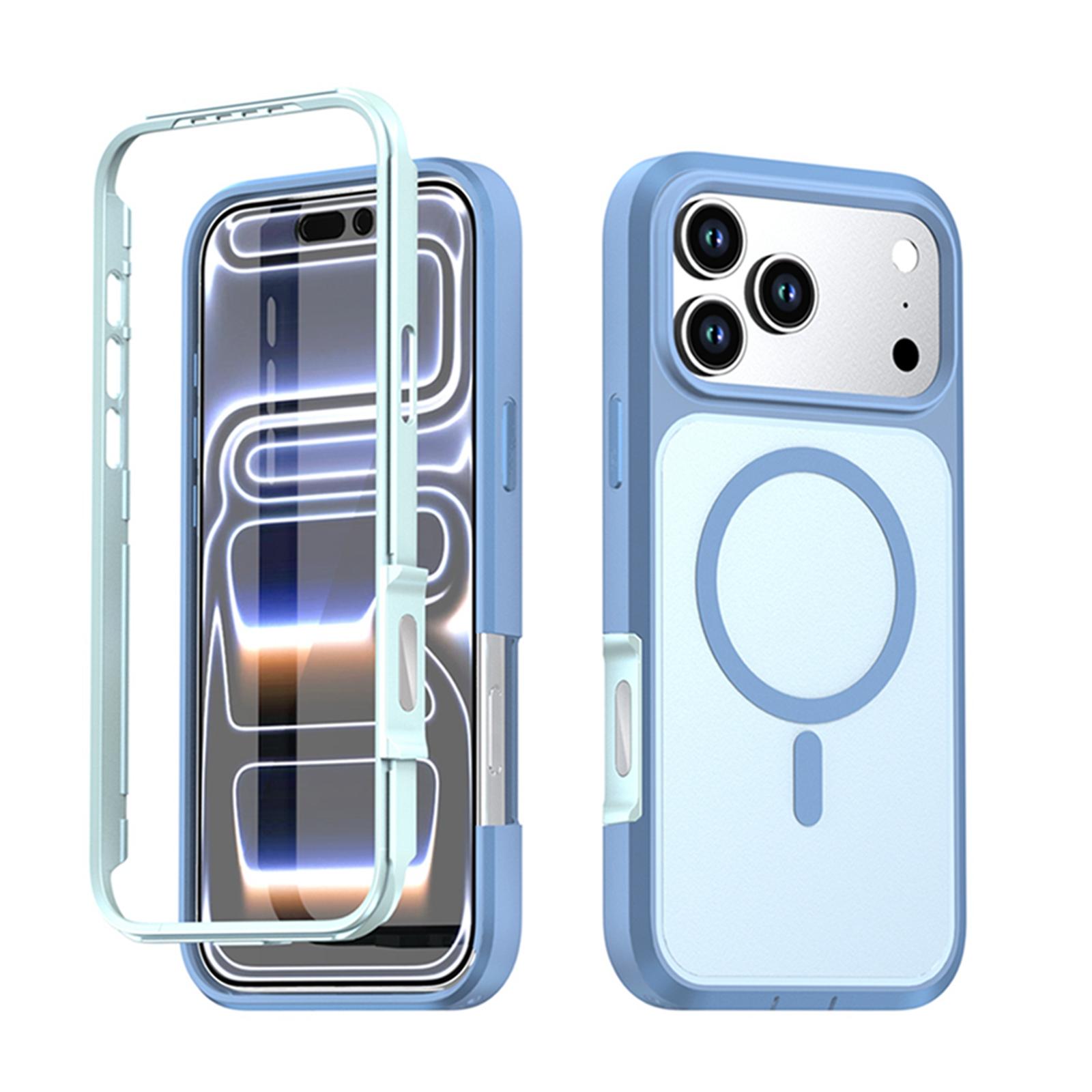 For iPhone 17 Pro Silicone Magnetic Anti-drop Protective Phone Case(Light Blue) - Shopkiz.com
