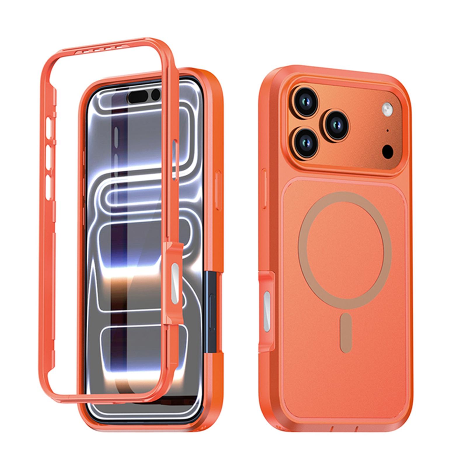 For iPhone 18 Pro Silicone Magnetic Anti-drop Protective Phone Case(Orange) - Shopkiz.com