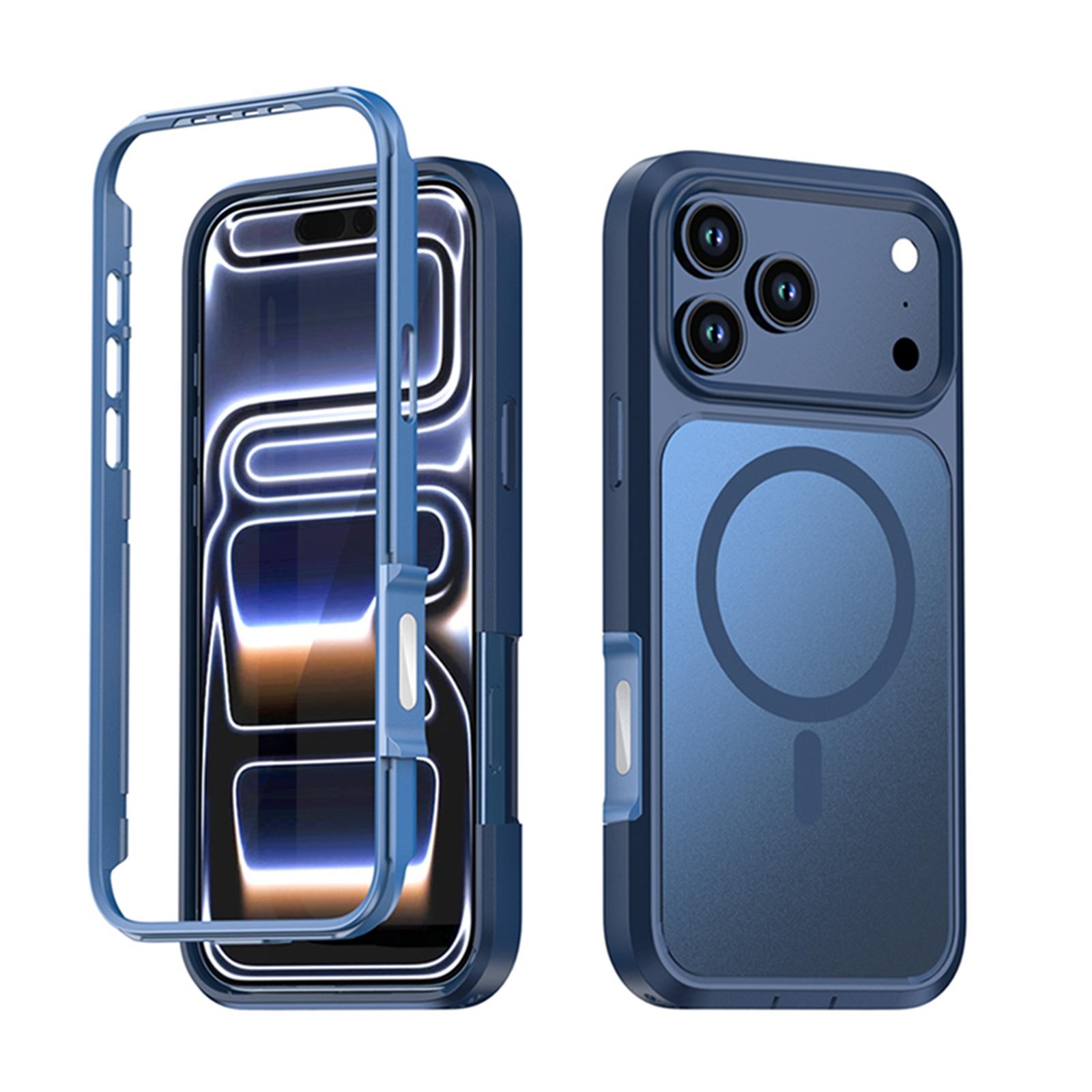 For iPhone 18 Pro Silicone Magnetic Anti-drop Protective Phone Case(Blue) - Shopkiz.com