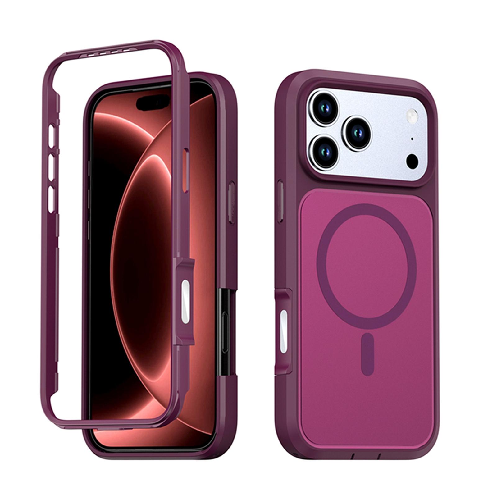 For iPhone 18 Pro Silicone Magnetic Anti-drop Protective Phone Case(Wine) - Shopkiz.com