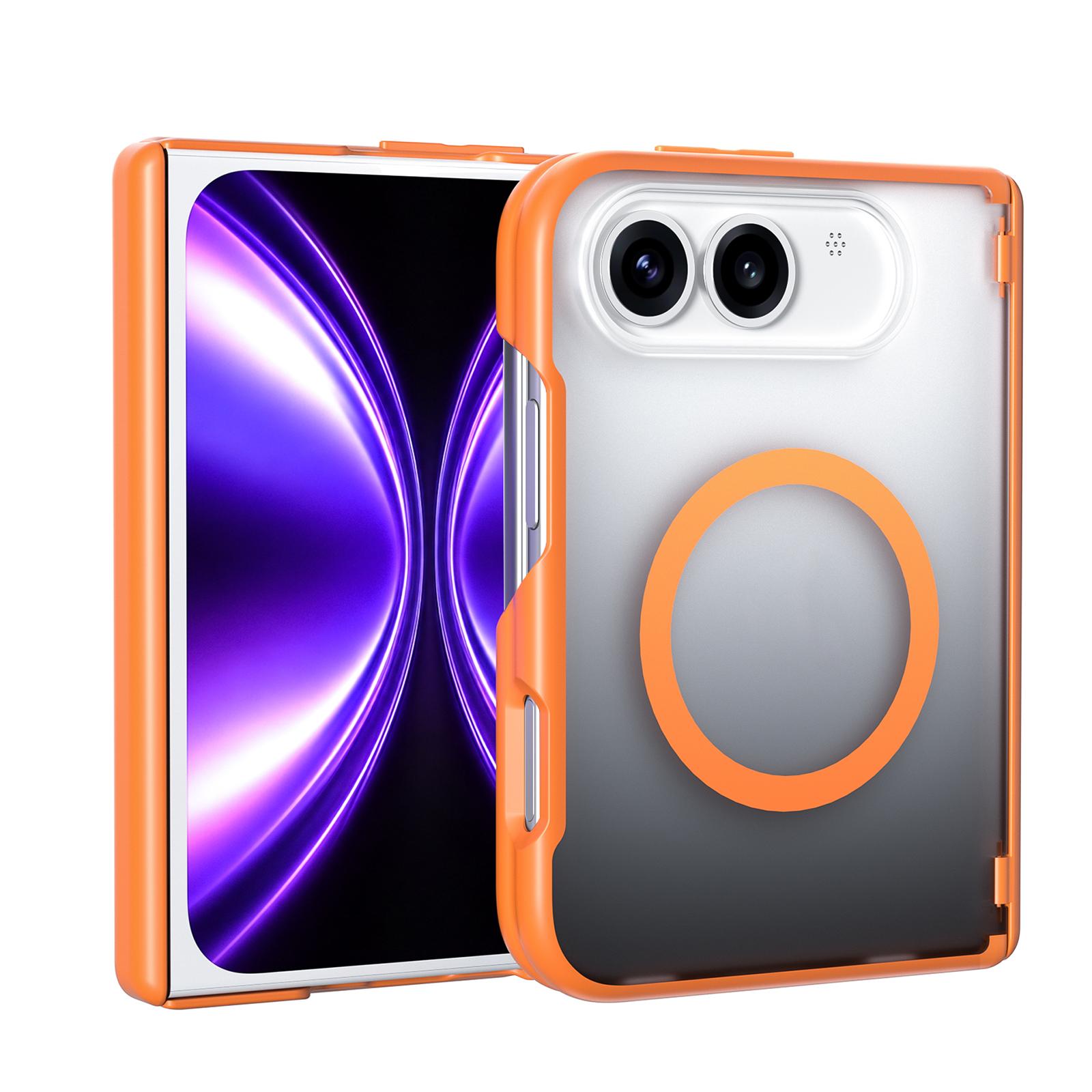 For iPhone Fold Spring Hinge Protection Magnetic Phone Case(Orange) - Shopkiz.com