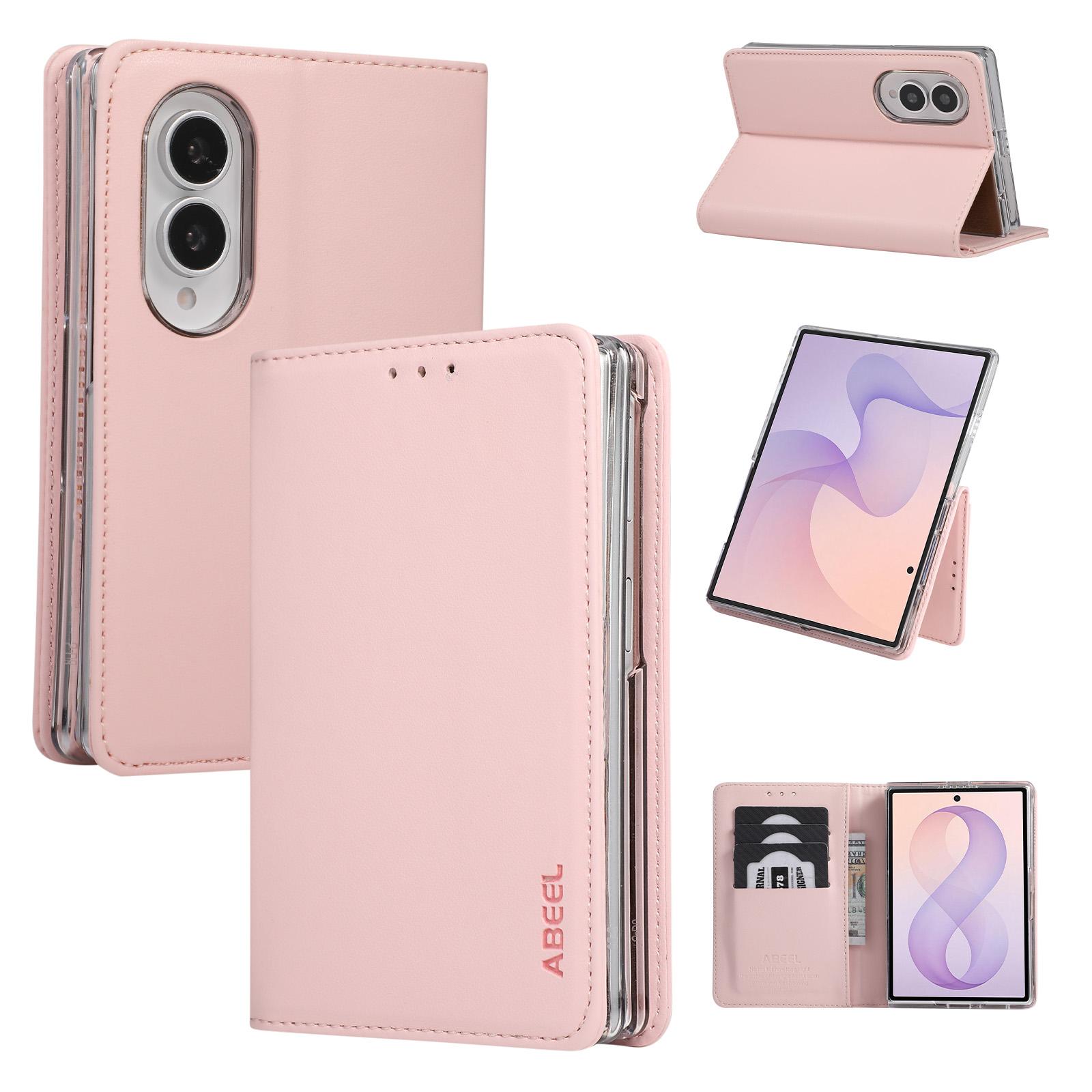For Galaxy Z Fold8 5G ABEEL AB01 Vegan Leather RFID Phone Case(Pink) - Shopkiz.com