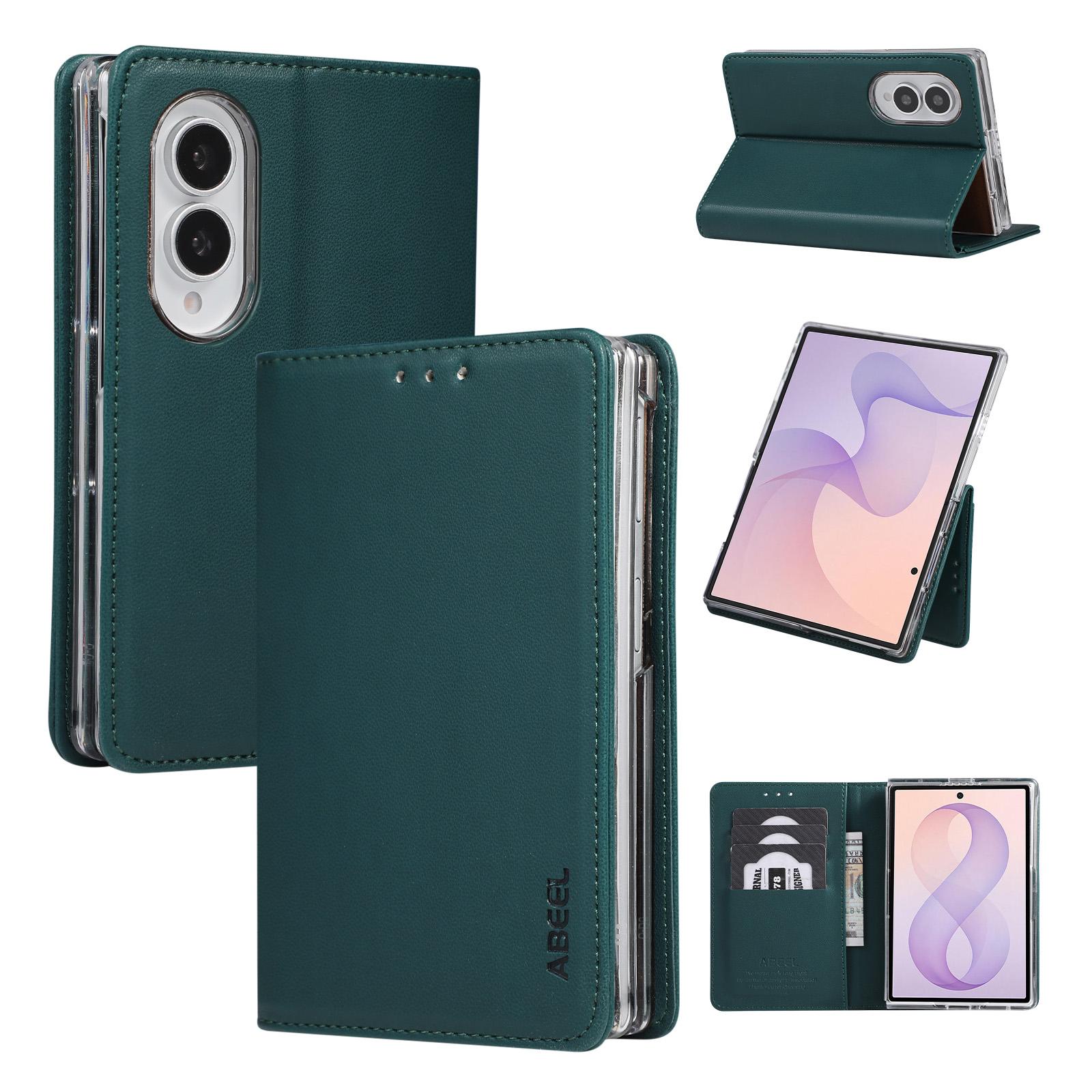 For Galaxy Z Fold8 5G ABEEL AB01 Vegan Leather RFID Phone Case(Green) - Shopkiz.com