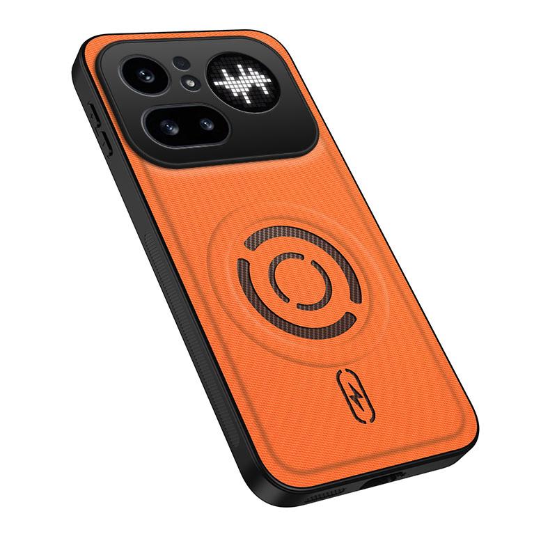 For Nothing Phone 4a Pro WANLONFENG Tech Fabric Texture Magnetic PC Hybrid TPU Phone Case(Orange) - Shopkiz.com