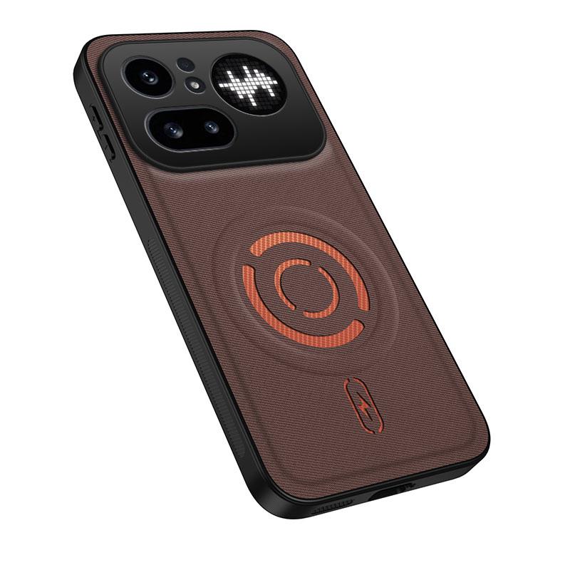 For Nothing Phone 4a Pro WANLONFENG Tech Fabric Texture Magnetic PC Hybrid TPU Phone Case(Coffee) - Shopkiz.com
