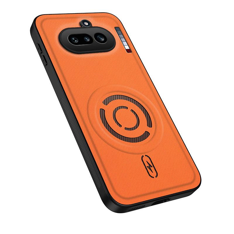 For Nothing Phone 4a WANLONFENG Tech Fabric Texture Magnetic PC Hybrid TPU Phone Case(Orange) - Shopkiz.com