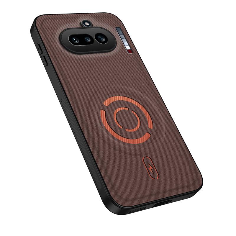 For Nothing Phone 4a WANLONFENG Tech Fabric Texture Magnetic PC Hybrid TPU Phone Case(Coffee) - Shopkiz.com