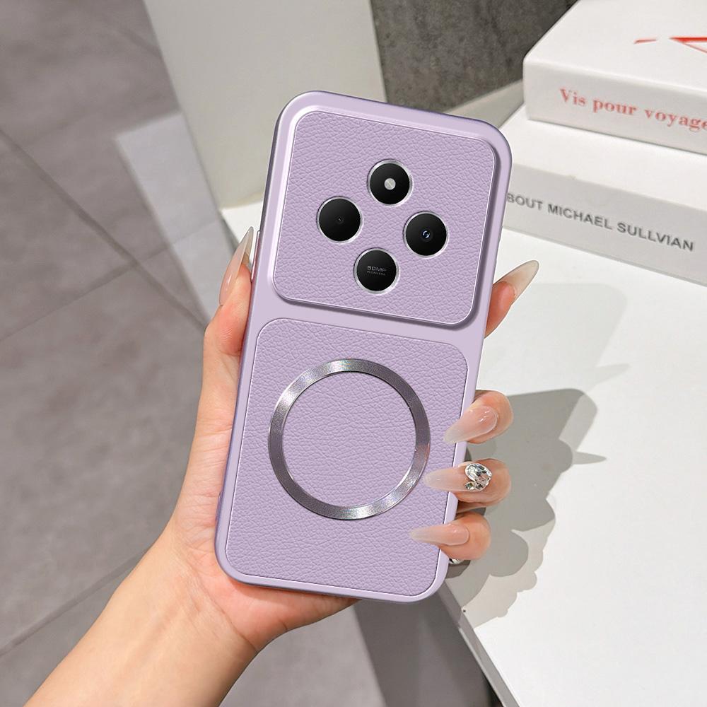 For Redmi 14C 4G / 5G Lambskin Series Magnetic Skin Feel Phone Case(Purple) - Shopkiz.com