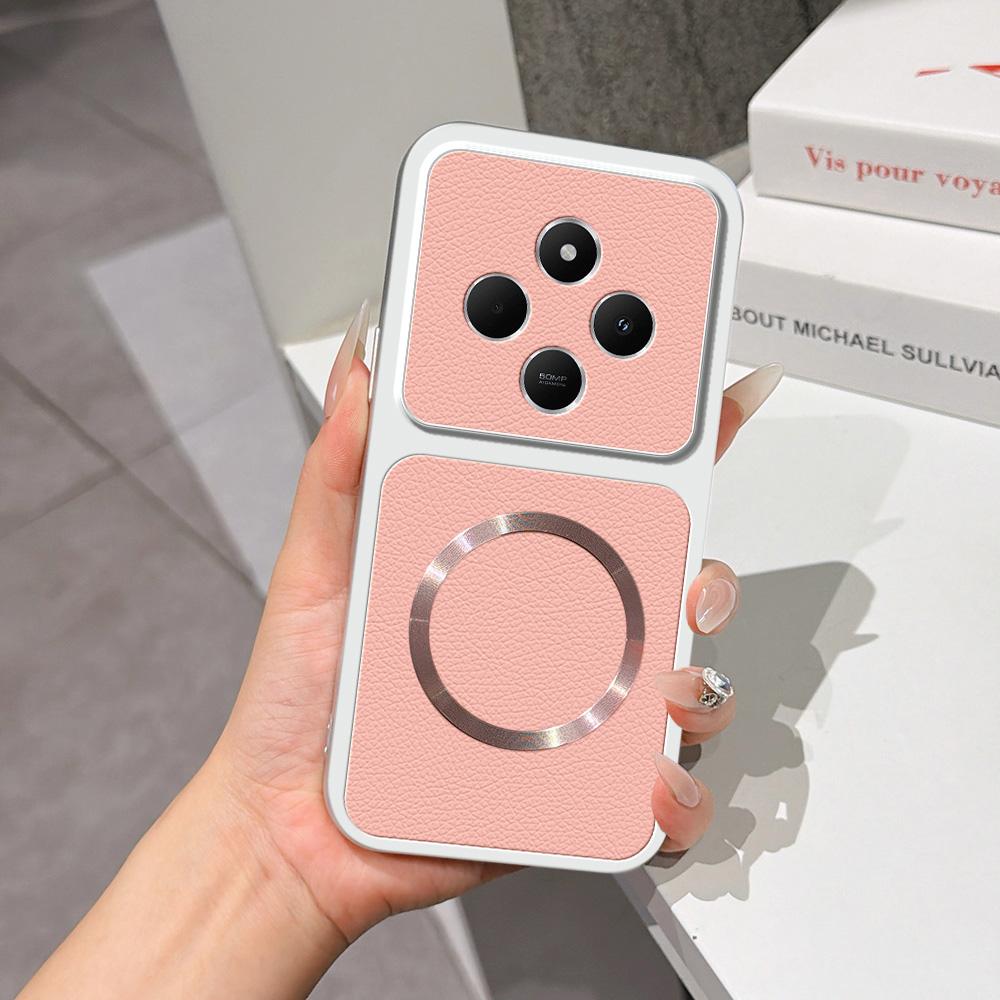 For Redmi 14C 4G / 5G Lambskin Series Magnetic Skin Feel Phone Case(Pink) - Shopkiz.com