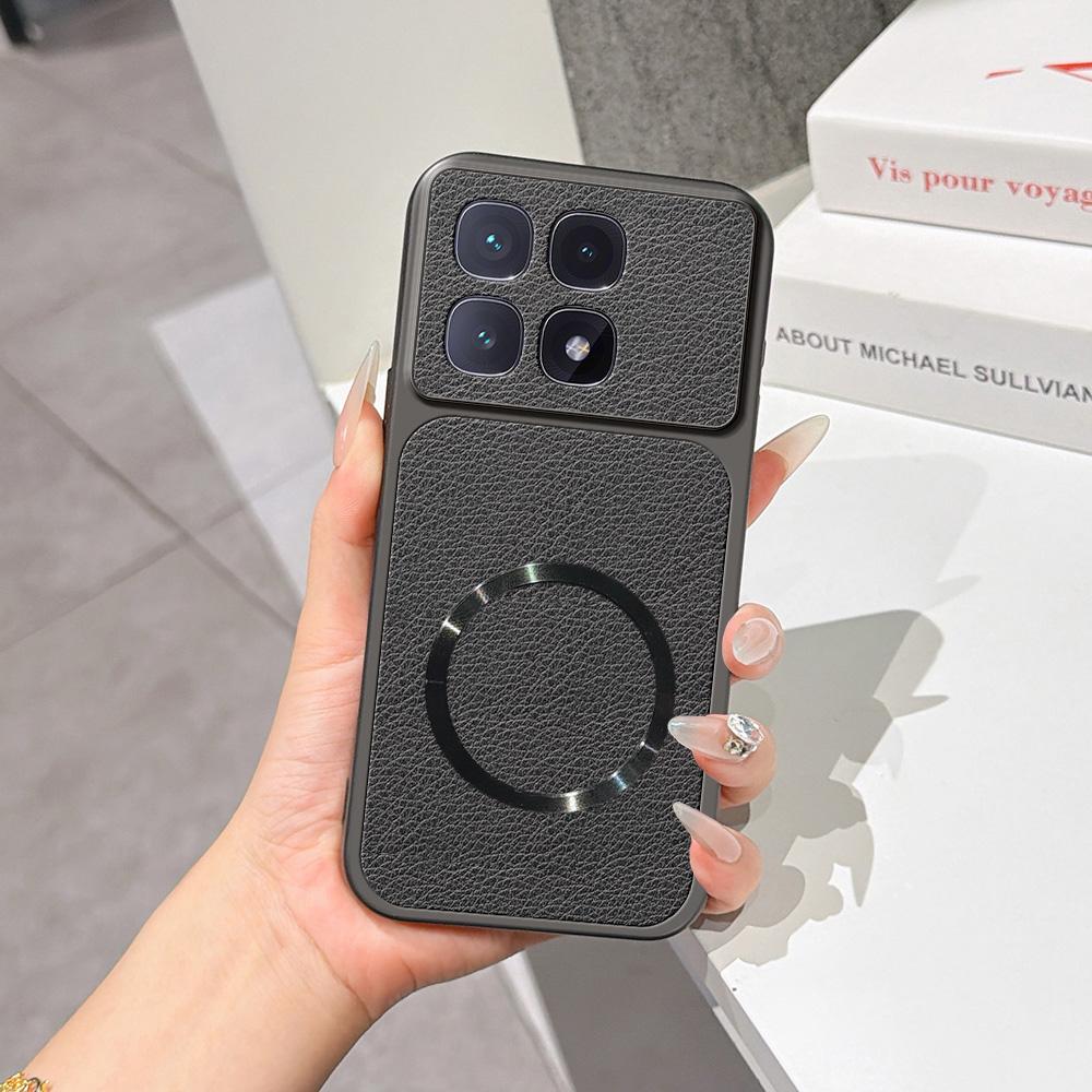 For Redmi K70 Ultra Lambskin Series Magnetic Skin Feel Phone Case(Black) - Shopkiz.com