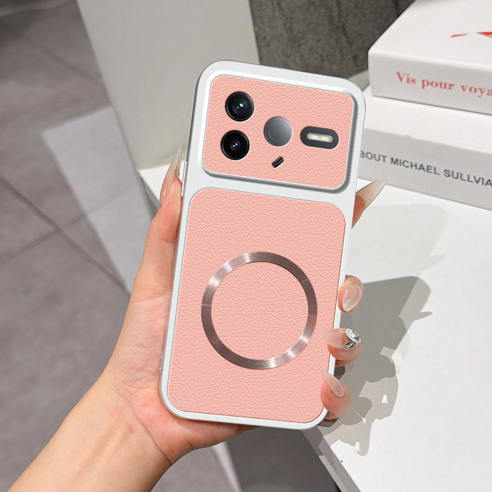 For Redmi K80 Lambskin Series Magnetic Skin Feel Phone Case(Pink) - Shopkiz.com