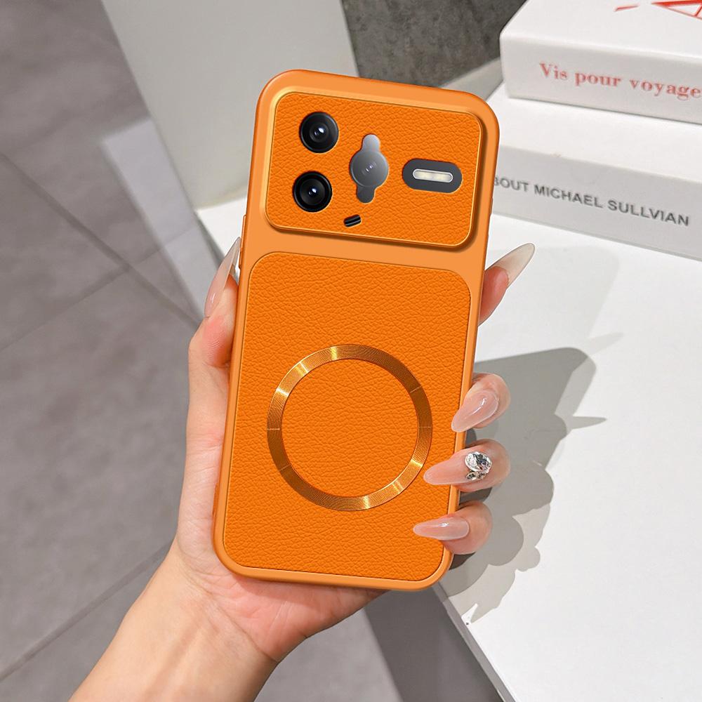 For Redmi K80 Pro Lambskin Series Magnetic Skin Feel Phone Case(Orange) - Shopkiz.com