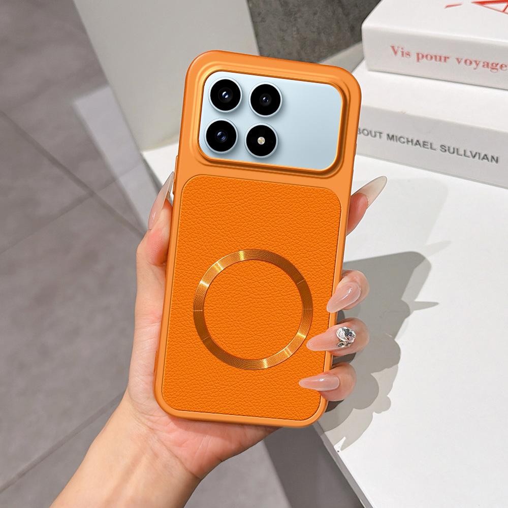 For Redmi K90 Lambskin Series Magnetic Skin Feel Phone Case(Orange) - Shopkiz.com