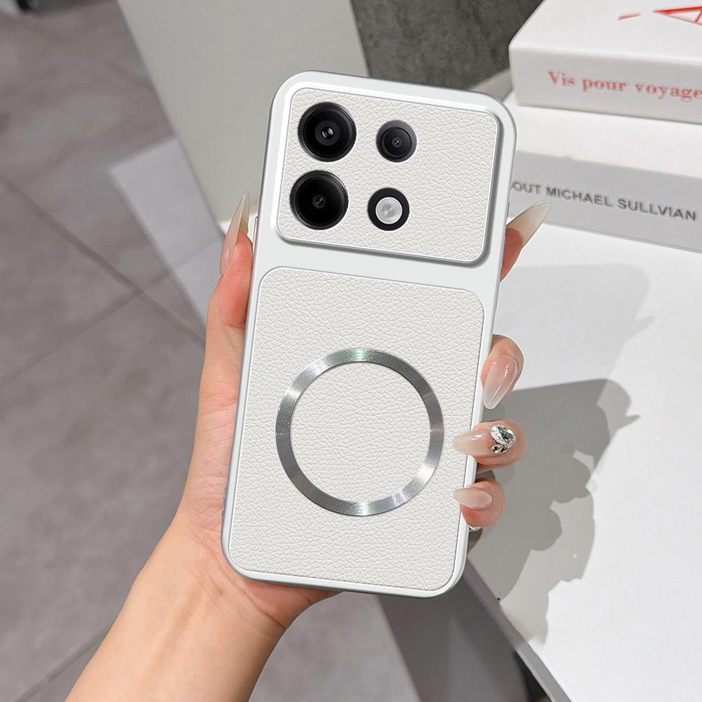 For Redmi Note 13 Pro 5G Lambskin Series Magnetic Skin Feel Phone Case(Silver) - Shopkiz.com