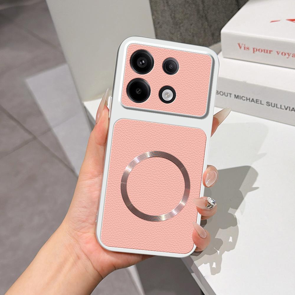 For Redmi Note 13 Pro 5G Lambskin Series Magnetic Skin Feel Phone Case(Pink) - Shopkiz.com