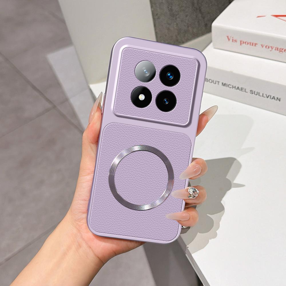 For Redmi Note 14 Pro+ 5G Lambskin Series Magnetic Skin Feel Phone Case(Purple) - Shopkiz.com