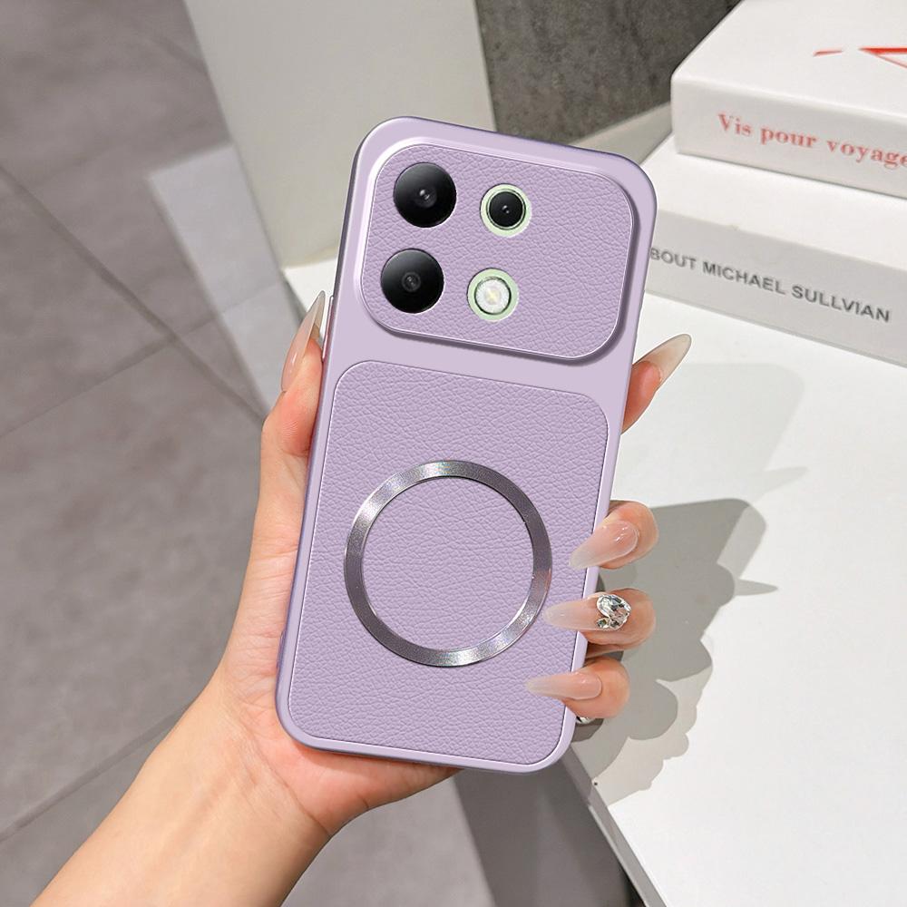 For Redmi Note 13 4G Lambskin Series Magnetic Skin Feel Phone Case(Purple) - Shopkiz.com