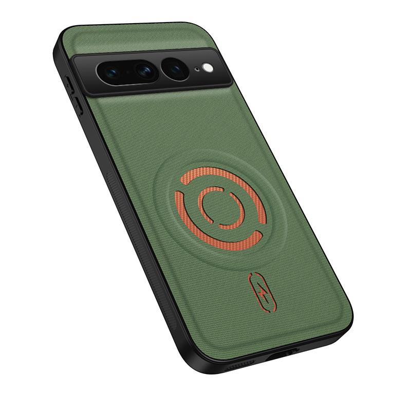 For Google Pixel 7 Pro WANLONFENG Tech Fabric Texture Magnetic PC Hybrid TPU Phone Case(Green) - Shopkiz.com