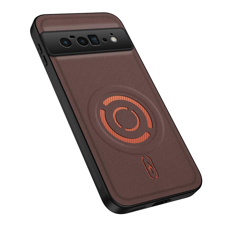 For Google Pixel 6 Pro WANLONFENG Tech Fabric Texture Magnetic PC Hybrid TPU Phone Case(Coffee) - Shopkiz.com