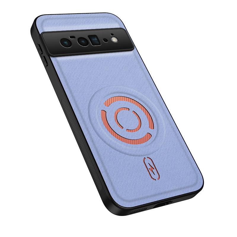 For Google Pixel 6 Pro WANLONFENG Tech Fabric Texture Magnetic PC Hybrid TPU Phone Case(Blue) - Shopkiz.com