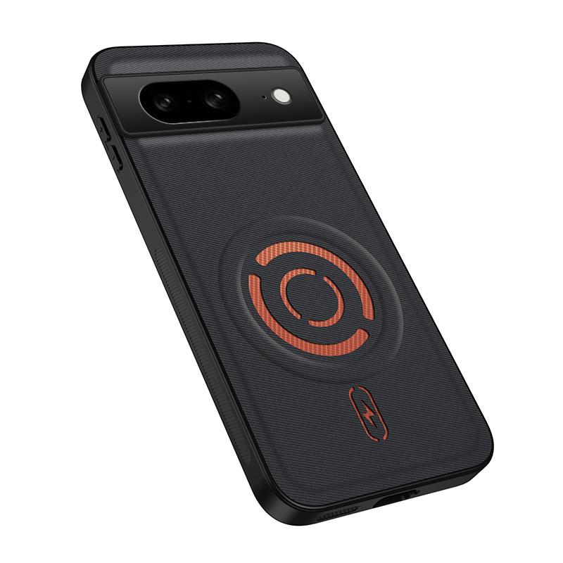 For Google Pixel 6a WANLONFENG Tech Fabric Texture Magnetic PC Hybrid TPU Phone Case(Black) - Shopkiz.com