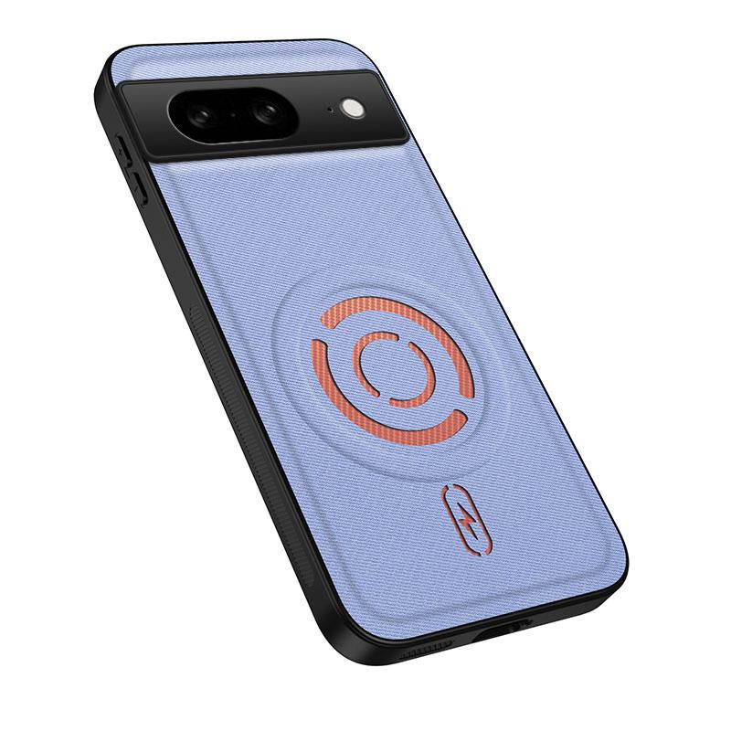 For Google Pixel 6a WANLONFENG Tech Fabric Texture Magnetic PC Hybrid TPU Phone Case(Blue) - Shopkiz.com