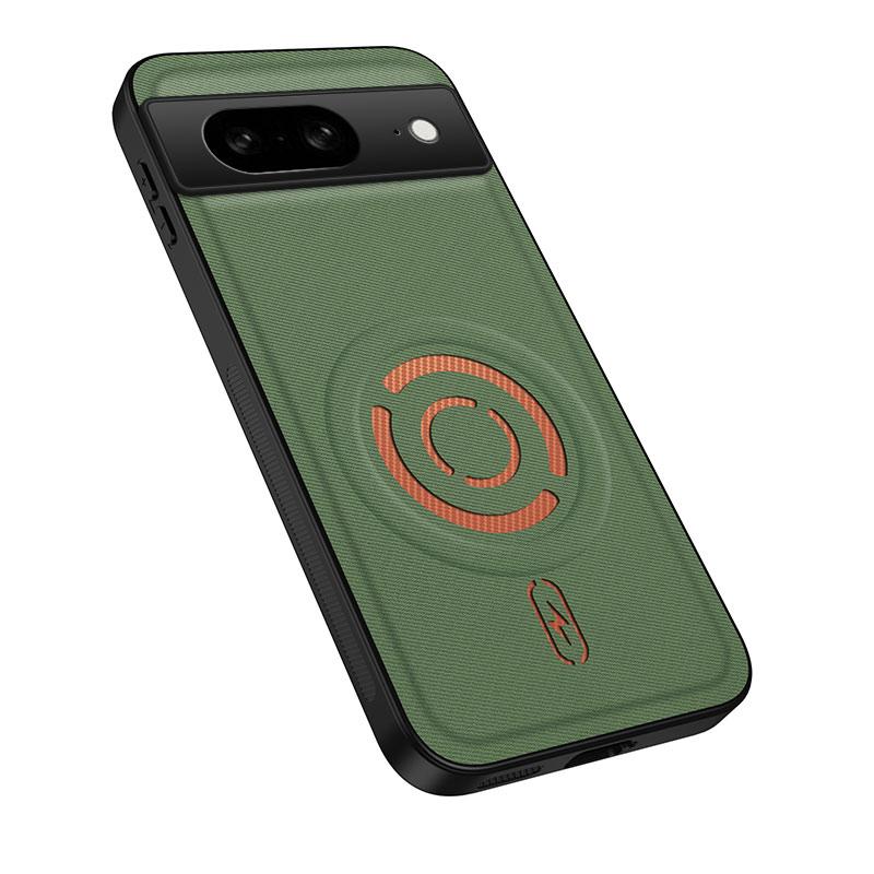 For Google Pixel 6a WANLONFENG Tech Fabric Texture Magnetic PC Hybrid TPU Phone Case(Green) - Shopkiz.com