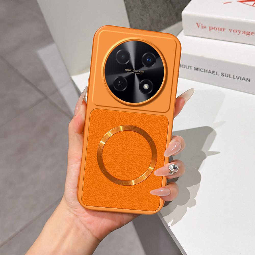 For Huawei Enjoy 70 Pro Lambskin Series Magnetic Skin Feel Phone Case(Orange) - Shopkiz.com