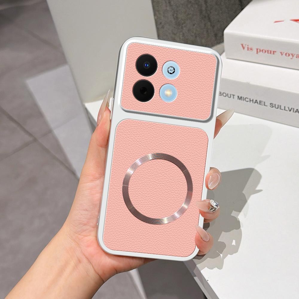 For Huawei Enjoy 90 5G Lambskin Series Magnetic Skin Feel Phone Case(Pink) - Shopkiz.com