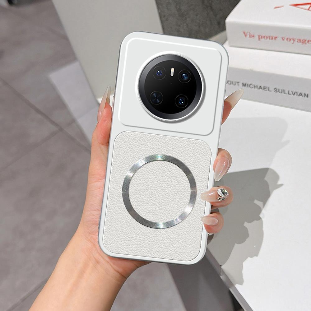 For Huawei Mate 70 Lambskin Series Magnetic Skin Feel Phone Case(Silver) - Shopkiz.com