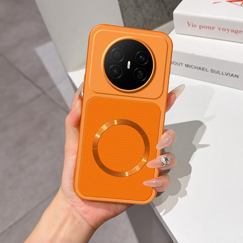 For Huawei Mate 70 Air 5G Lambskin Series Magnetic Skin Feel Phone Case(Orange) - Shopkiz.com