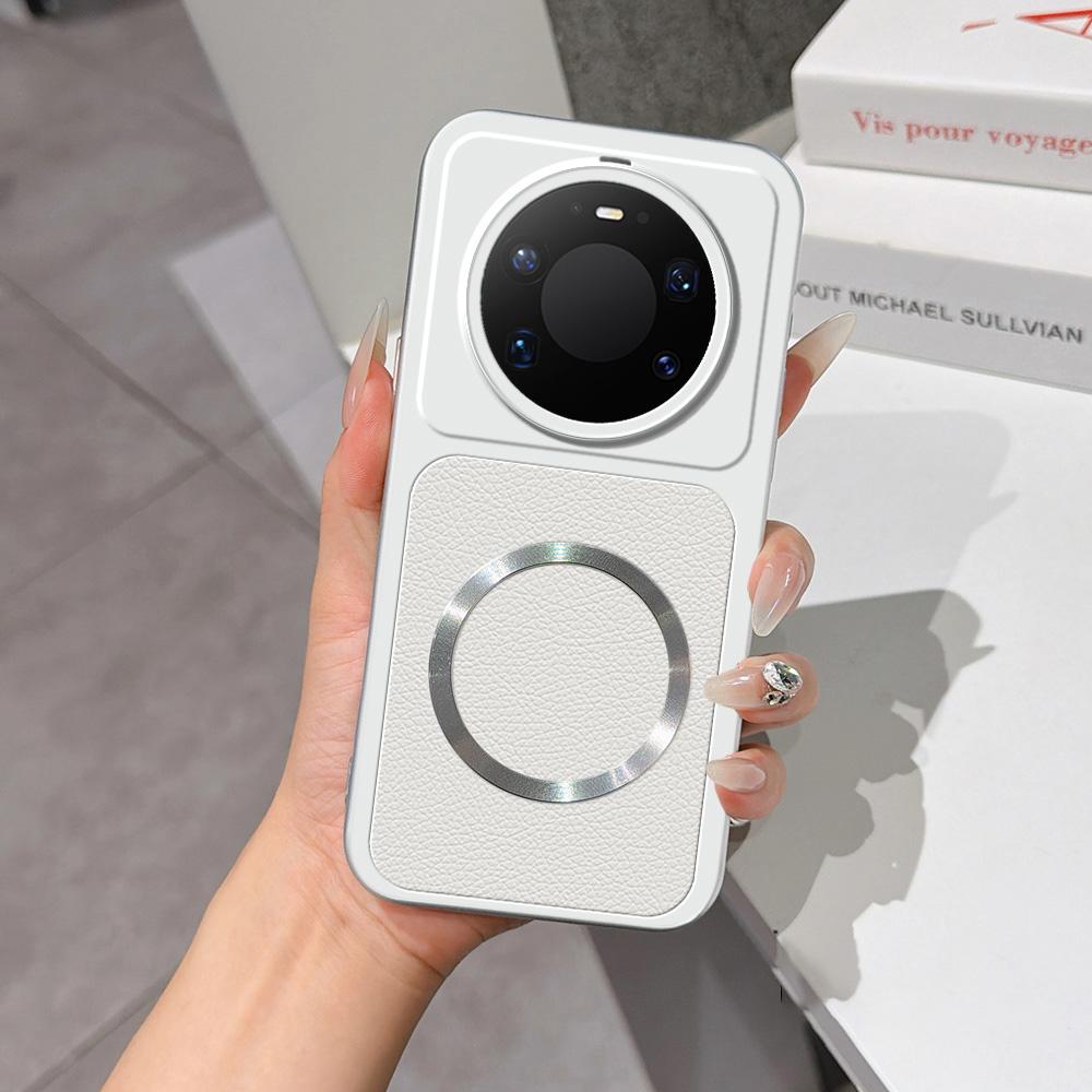 For Huawei Mate 80 Pro Max Lambskin Series Magnetic Skin Feel Phone Case(Silver) - Shopkiz.com