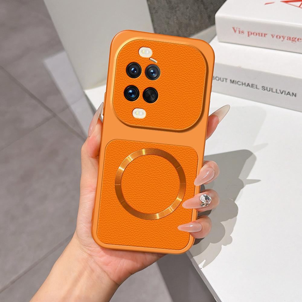 For Huawei nova 14 Ultra Lambskin Series Magnetic Skin Feel Phone Case(Orange) - Shopkiz.com