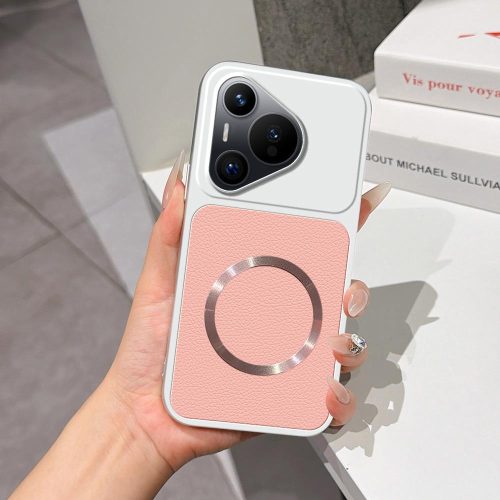 For Huawei Pura 70 Lambskin Series Magnetic Skin Feel Phone Case(Pink) - Shopkiz.com