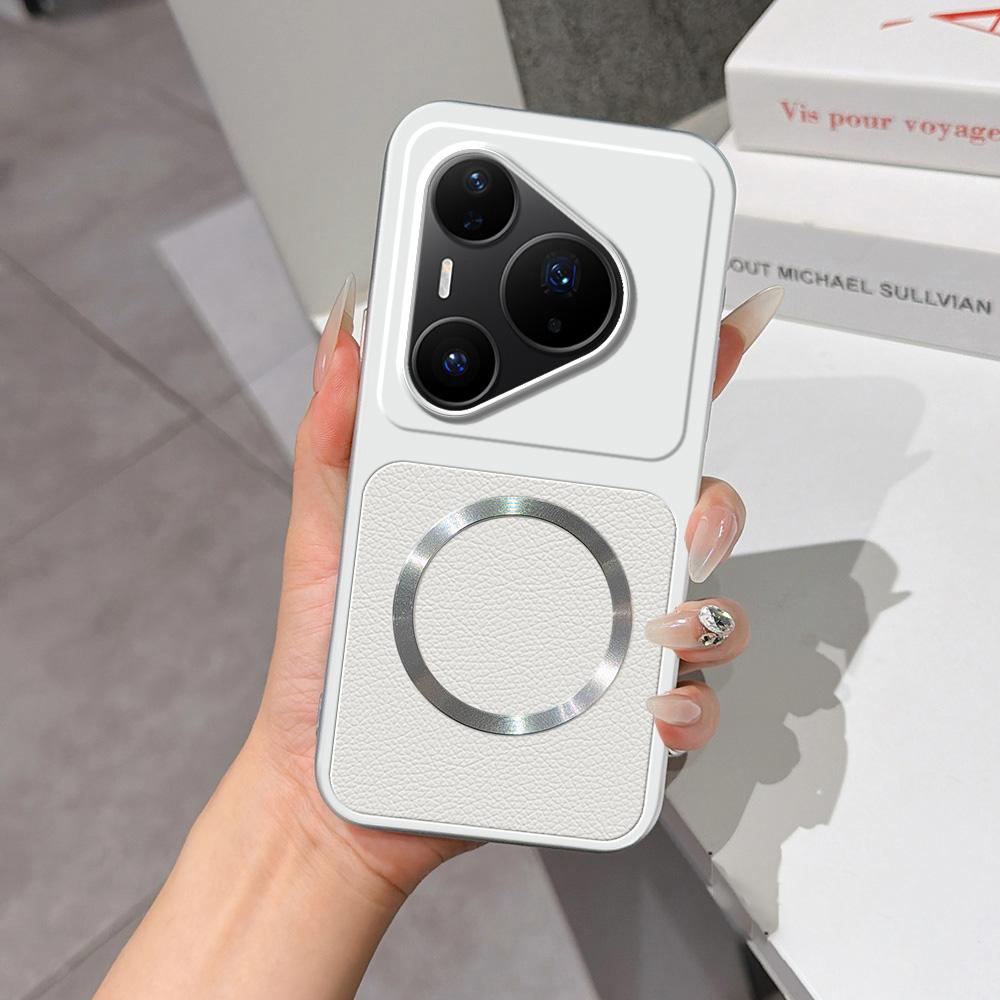 For Huawei Pura 80 Pro 5G Lambskin Series Magnetic Skin Feel Phone Case(Silver) - Shopkiz.com