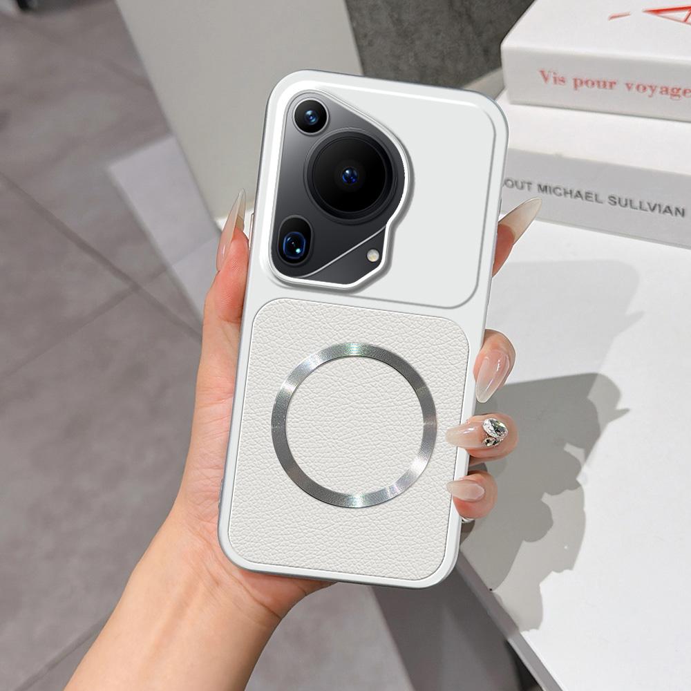 For Huawei Pura 70 Ultra Lambskin Series Magnetic Skin Feel Phone Case(Silver) - Shopkiz.com