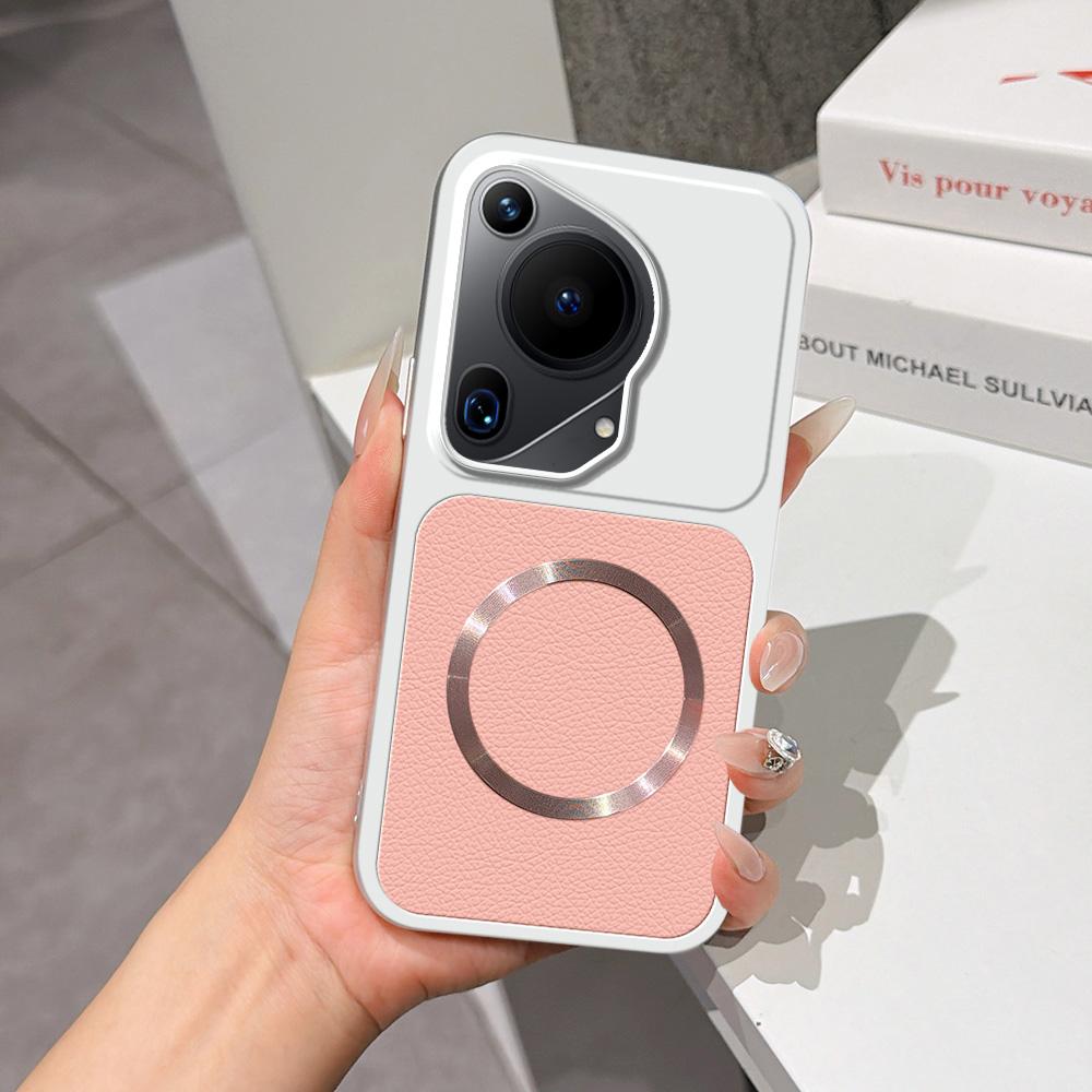 For Huawei Pura 70 Ultra Lambskin Series Magnetic Skin Feel Phone Case(Pink) - Shopkiz.com