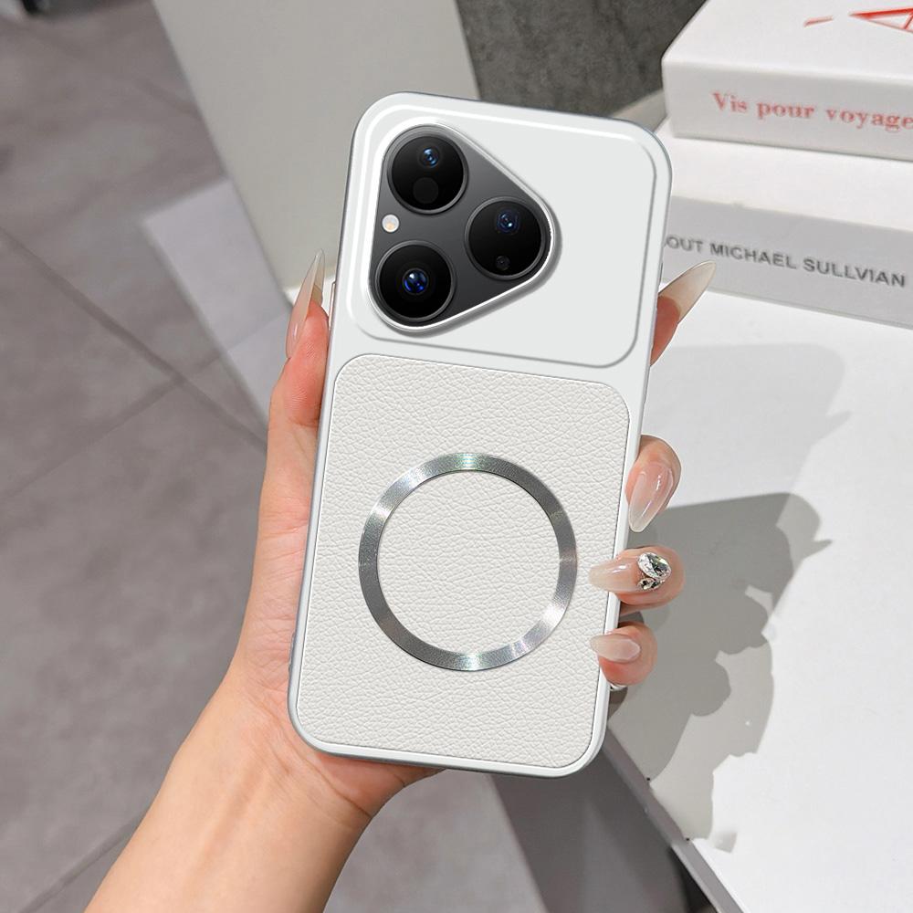 For Huawei Pura 80 5G Lambskin Series Magnetic Skin Feel Phone Case(Silver) - Shopkiz.com