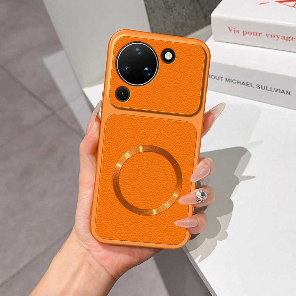 For Huawei Pura 90 5G Lambskin Series Magnetic Skin Feel Phone Case(Orange) - Shopkiz.com