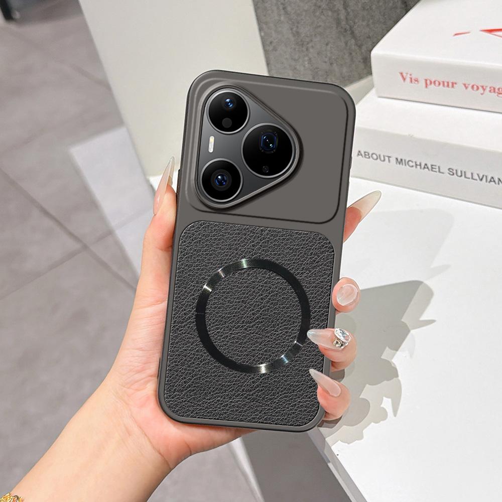 For Huawei Pura 90 Pro 5G Lambskin Series Magnetic Skin Feel Phone Case(Black) - Shopkiz.com
