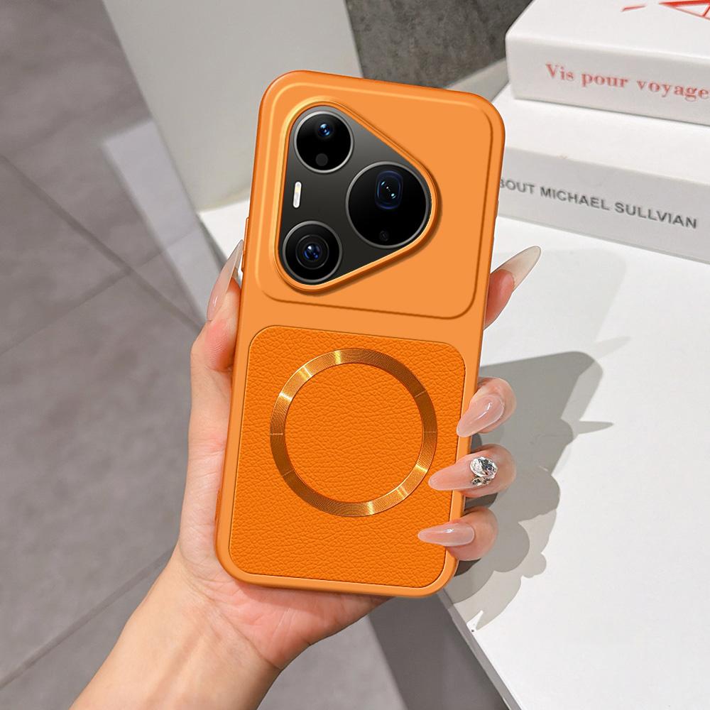 For Huawei Pura 90 Pro Max 5G Lambskin Series Magnetic Skin Feel Phone Case(Orange) - Shopkiz.com