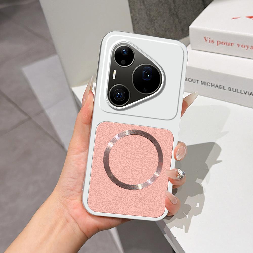 For Huawei Pura 90 Pro Max 5G Lambskin Series Magnetic Skin Feel Phone Case(Pink) - Shopkiz.com