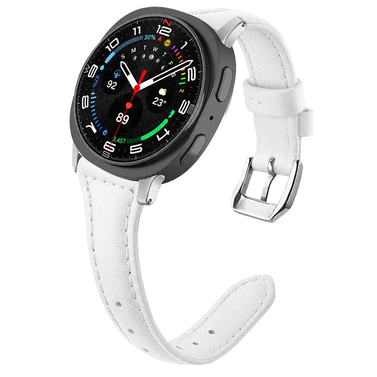 For Galaxy Watch9 / 8 / 8 Classic xDfind Slim Waist Vegan Leather Watch Band(White) - Shopkiz.com