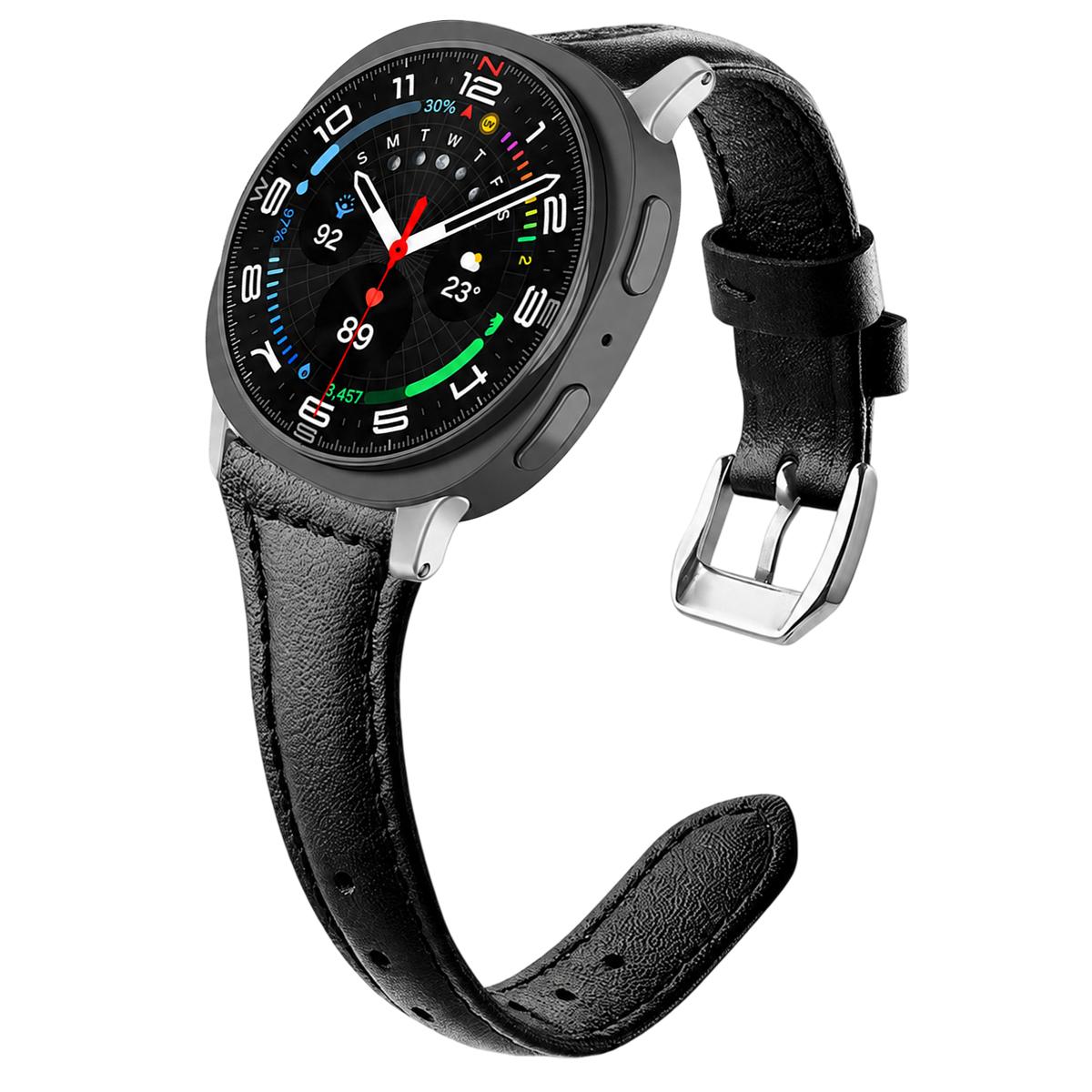 For Galaxy Watch9 / 8 / 8 Classic xDfind Slim Waist Vegan Leather Watch Band(Black) - Shopkiz.com