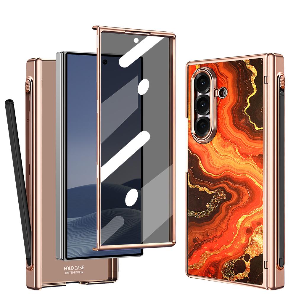 For Galaxy Z Fold8 Ultra 5G VIETAO Amber Series Integrated Privacy Screen Protector Magnetic Phone Case with Stylus(Orange Gold) - Shopkiz.com