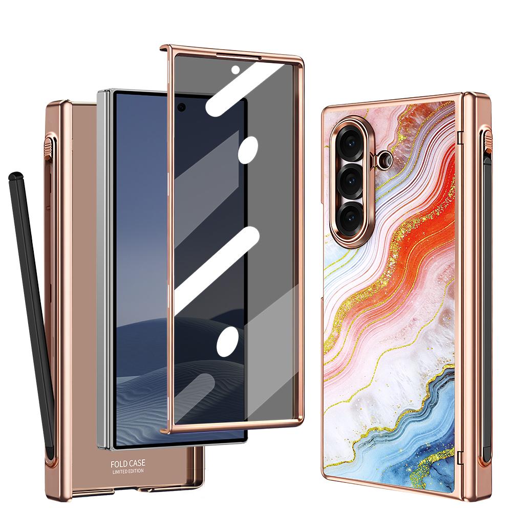For Samsung Galaxy Z Fold7 5G VIETAO Amber Series Integrated Privacy Screen Protector Magnetic Phone Case with Stylus(Pink Gold) - Shopkiz.com