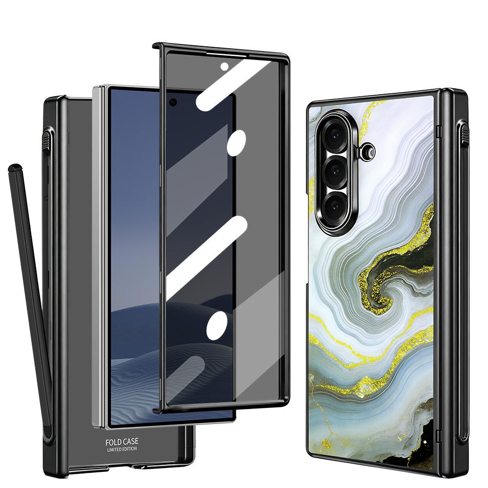 For Samsung Galaxy Z Fold6 5G VIETAO Amber Series Integrated Privacy Screen Protector Magnetic Phone Case with Stylus(Grey Gold) - Shopkiz.com