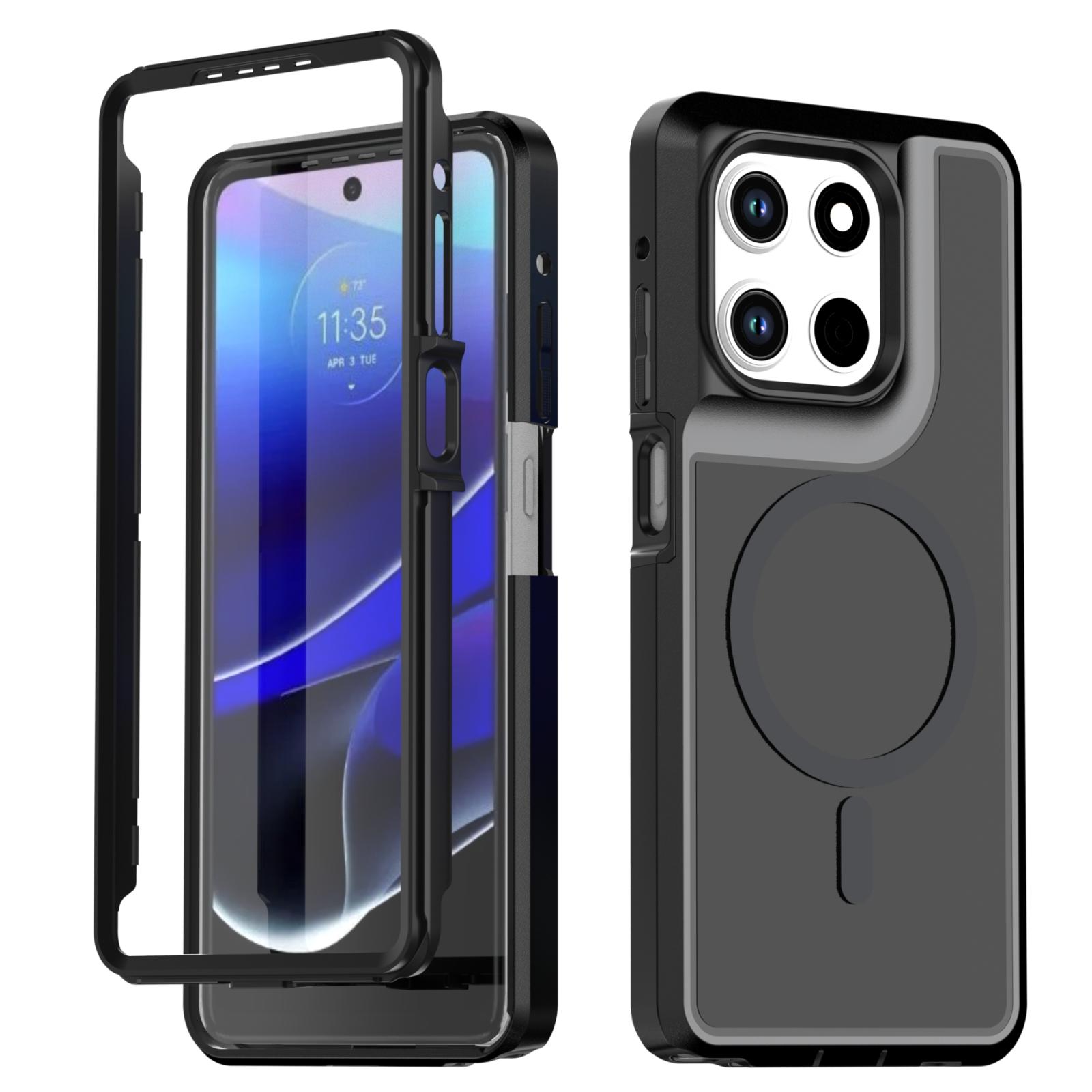 For Motorola Moto G Stylus 5G 2026 Silicone Magnetic Anti-drop Protective Phone Case(Black + Black) - Shopkiz.com