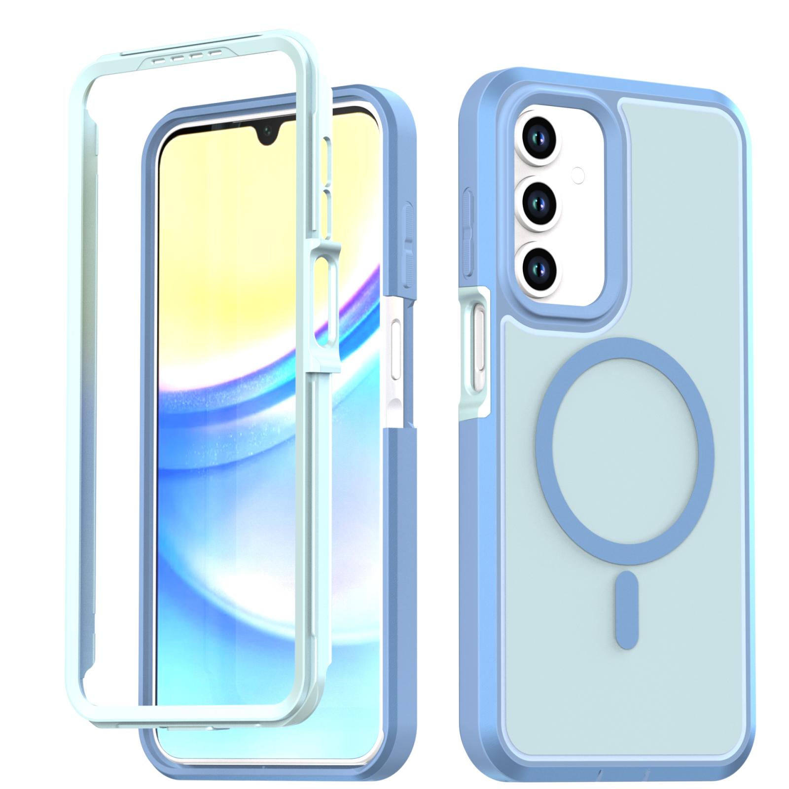 For Galaxy A18 5G / 4G Silicone Magnetic Anti-drop Protective Phone Case(Light Blue) - Shopkiz.com